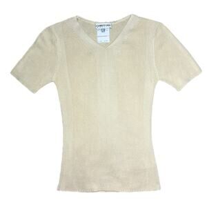 Cerruti 1881 *Mint Condition New* Butter Yellow 100% Silk Ribbed Knit Top (XS–S)